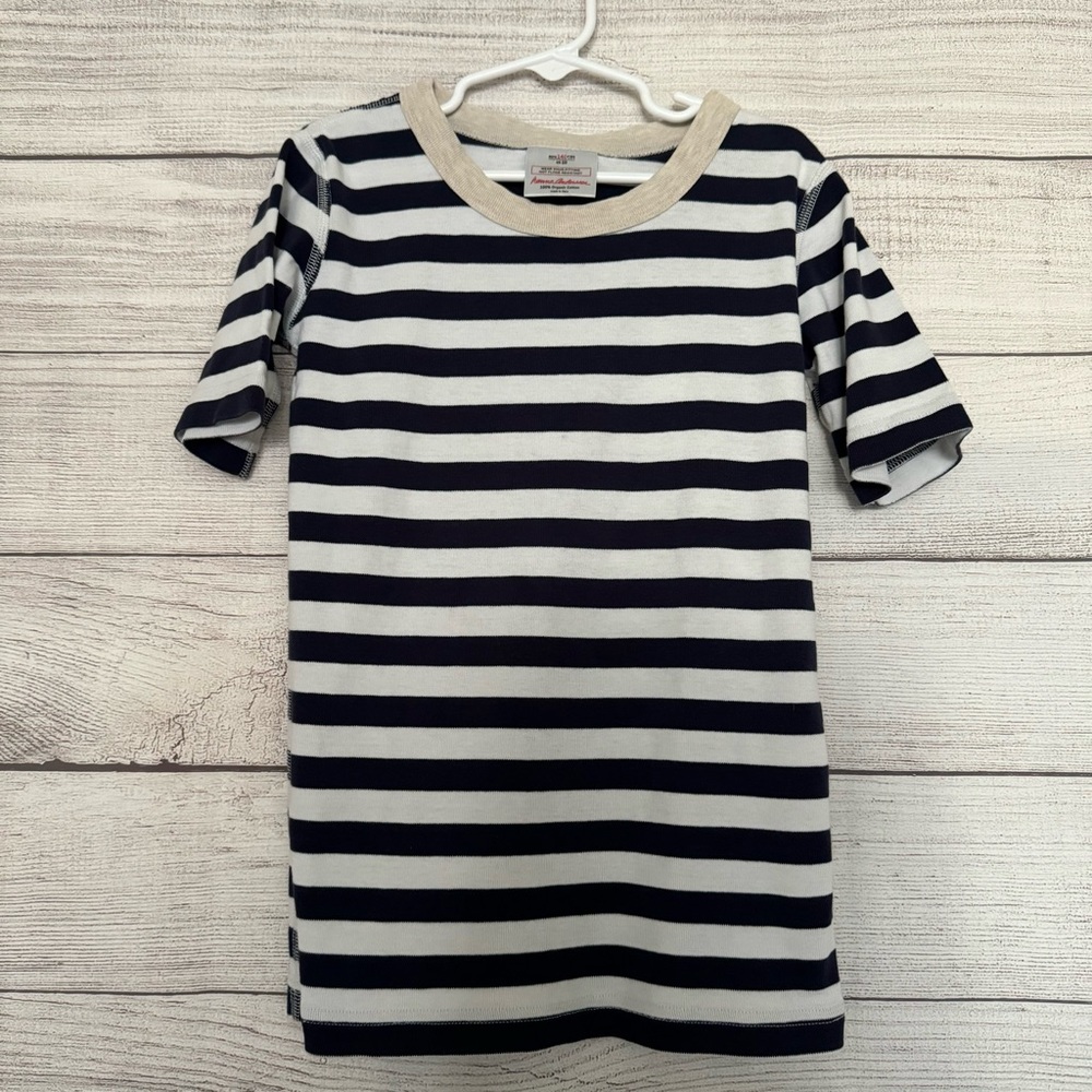 Hanna Andersson Boys Stripped Shirt Blue & White Short Sleeve Crew Neck T - US10